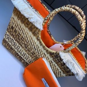 Handmade straw beach bag